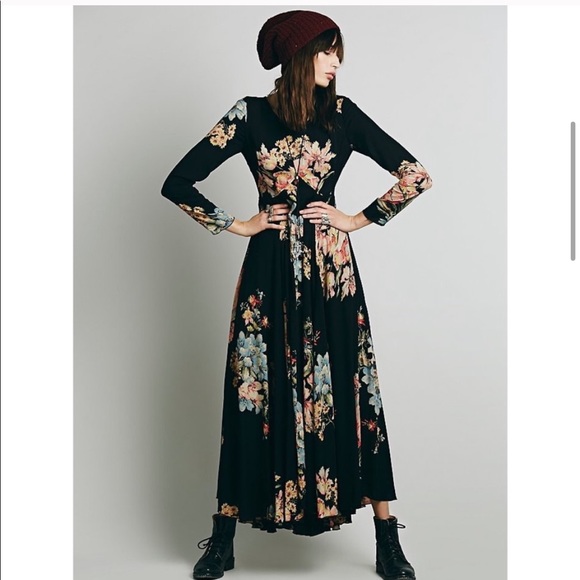Free People “First Kiss” black floral maxi - Picture 4 of 8